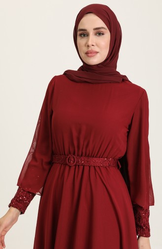 Claret red İslamitische Avondjurk 5489-07