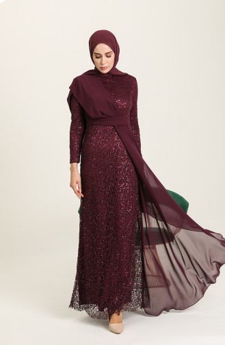 Purple Hijab Evening Dress 5618-04