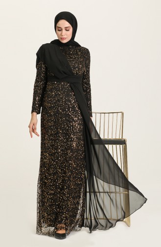 Black Hijab Evening Dress 5618-05