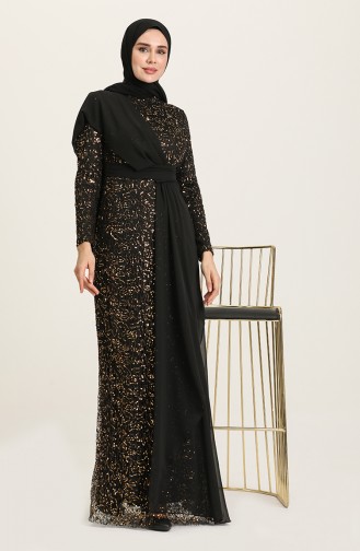 Black Hijab Evening Dress 5618-05