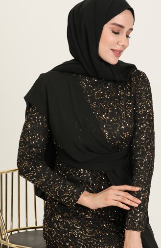 Schwarz Hijab-Abendkleider 5618-05
