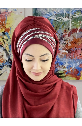 Dark Claret Red Ready to wear Turban 7ARLKHZŞL25-04