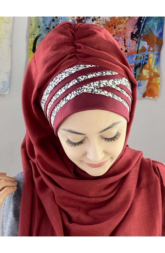 Dark Claret Red Ready to wear Turban 7ARLKHZŞL25-04