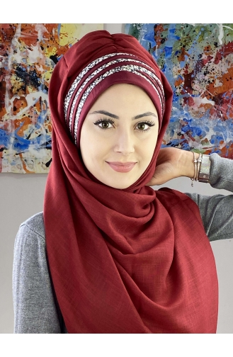 Dark Claret Red Ready to wear Turban 7ARLKHZŞL25-04