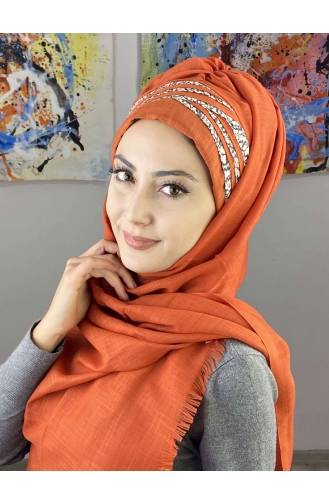 Orange Ready to Wear Turban 7ARLKHZŞL25-09