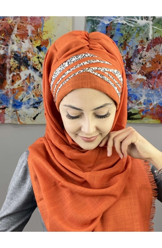 Orange Ready to Wear Turban 7ARLKHZŞL25-09