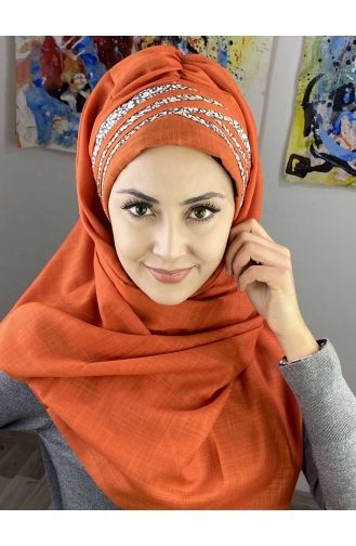 Orange Ready to Wear Turban 7ARLKHZŞL25-09