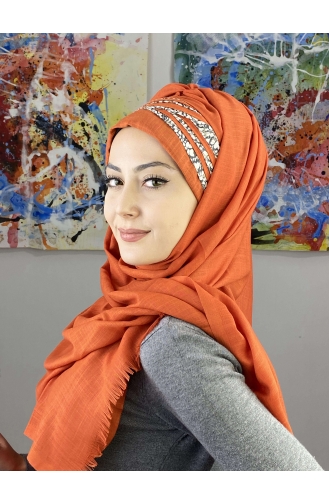 Orange Ready to Wear Turban 7ARLKHZŞL25-09