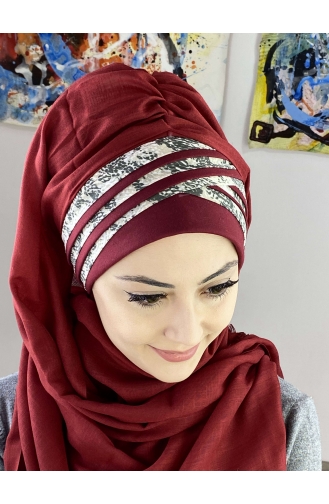 Dark Claret Red Ready to wear Turban 7ARLKHZŞL01-03