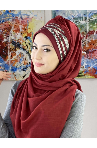 Dark Claret Red Ready to wear Turban 7ARLKHZŞL01-03