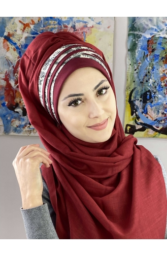 Dark Claret Red Ready to wear Turban 7ARLKHZŞL01-03
