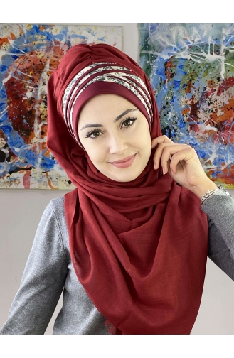 Dark Claret Red Ready to wear Turban 7ARLKHZŞL01-03