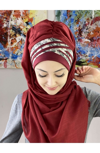Dark Claret Red Ready to wear Turban 7ARLKHZŞL01-03