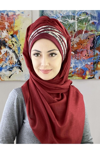Dark Claret Red Ready to wear Turban 7ARLKHZŞL01-03