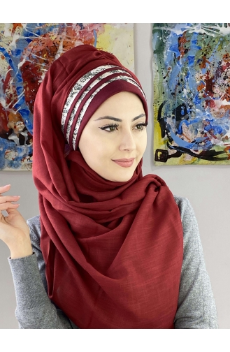 Dark Claret Red Ready to wear Turban 7ARLKHZŞL01-03