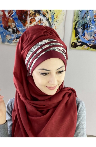 Dark Claret Red Ready to wear Turban 7ARLKHZŞL01-03