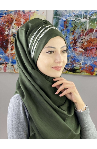 Dark Green Ready to Wear Turban 7ARLKHZŞL01-05