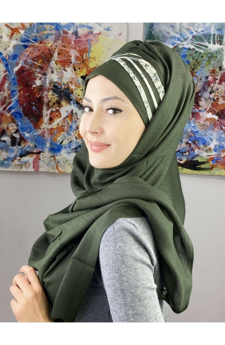 Dark Green Ready to wear Turban 7ARLKHZŞL01-05