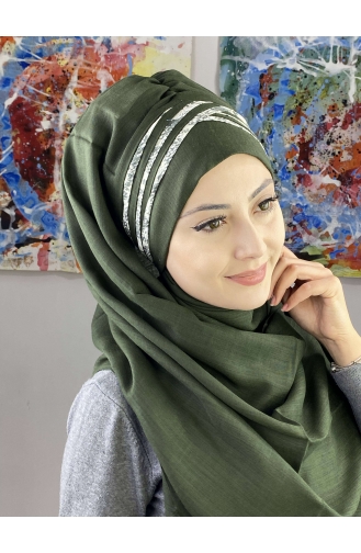 Dark Green Ready to wear Turban 7ARLKHZŞL01-05