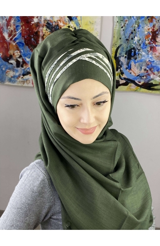 Dark Green Ready to wear Turban 7ARLKHZŞL01-05