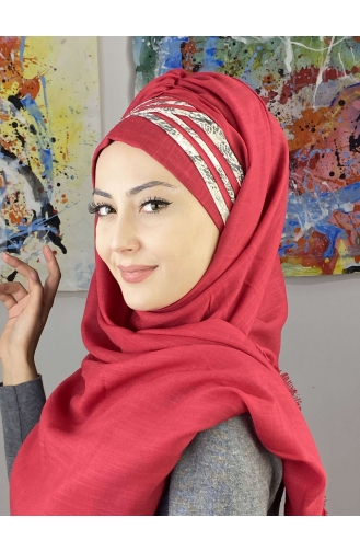 Light Claret Red Ready to wear Turban 7ARLKHZŞL01-07