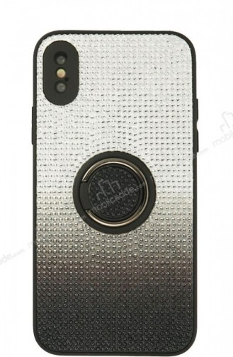 Eiroo Shining İphone X Xs Yüzük Tutuculu Taşlı Siyah Silikon Kılıf