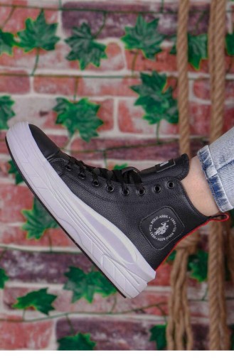 U S Polo Assn Clementıne Bayan Sneaker Spor Bot Siyah Beyaz