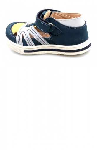 Navy Blue Summer Sandals 01675.LACİVERT-KREM