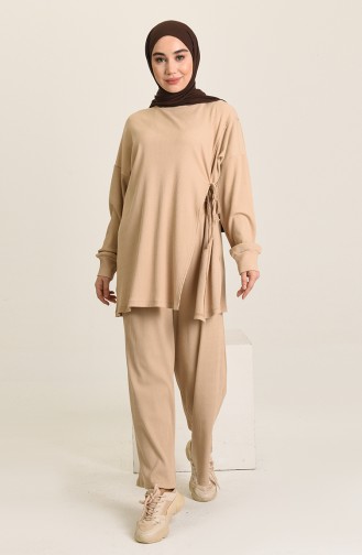 Fitilli Tunik Pantolon İkili Takım 3566-02 Camel