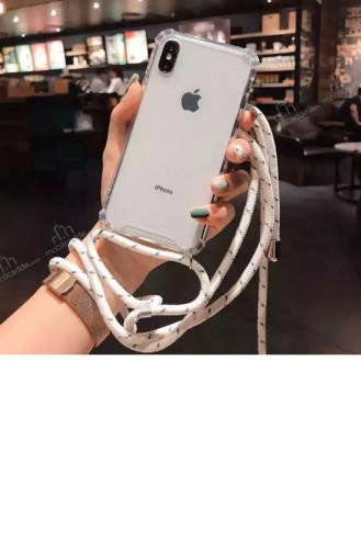 İphone 7 Plus 8 Plus Pembe Askılı Şeffaf Silikon Kılıf
