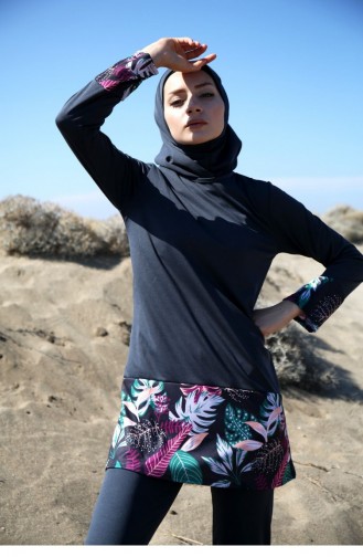 Rauchgrau Hijab Badeanzug 1076