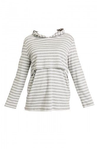 Kapüşonlu Emzirme Sweatshirt MYRA3521-01 Gri