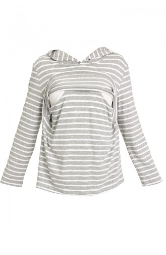 Kapüşonlu Emzirme Sweatshirt MYRA3521-01 Gri