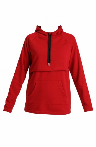 Kapüşonlu Cepli Emzirme Sweatshirt MYRA4522-01 Bordo