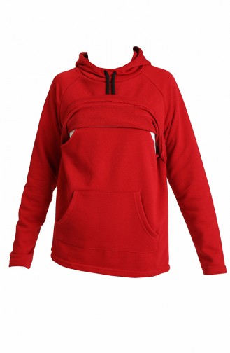 Kapüşonlu Cepli Emzirme Sweatshirt MYRA4522-01 Bordo