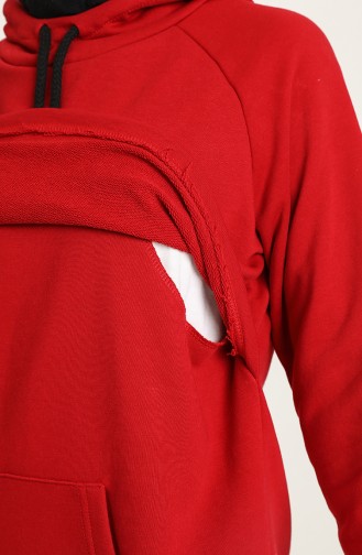 Kapüşonlu Cepli Emzirme Sweatshirt MYRA4522-01 Bordo