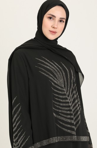 Black Hijab Evening Dress 6380-02