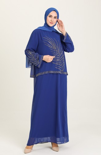 Saxe Hijab Evening Dress 6380-03