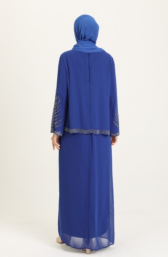 Saks-Blau Hijab-Abendkleider 6380-03