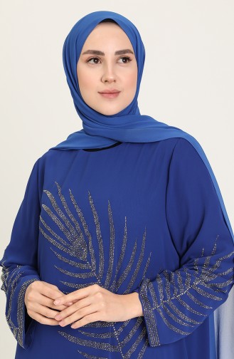 فساتين سهرة بتصميم اسلامي أزرق 6380-03