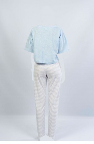 Düşük Omuzlu Kısa Kol Pijama Takım 1061790000 Mavı