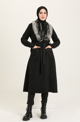 معطف طويل أسود 71178-01