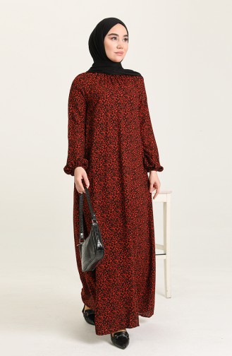 Brick Red Hijab Dress 3356-02