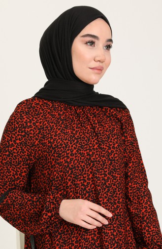 Ziegelrot Hijab Kleider 3356-02