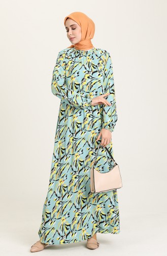 Green Almond Hijab Dress 3357-03