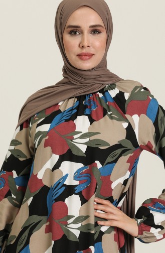 Khaki Hijab Kleider 3358-03