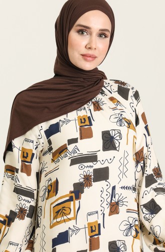 Beige Hijab Dress 3358-04