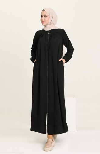 Abaya a Fermeture 5016-01 Noir 5016-01