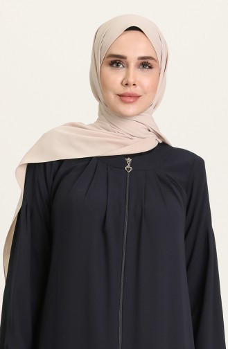 Abaya a Fermeture 5016-02 Bleu Marine 5016-02