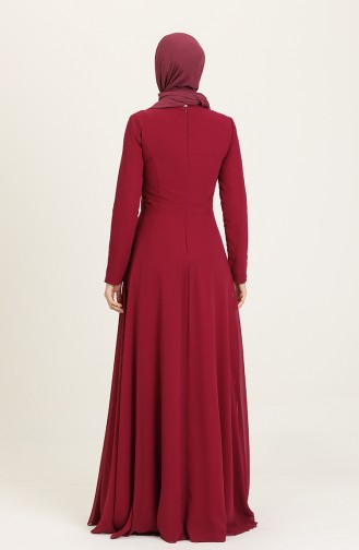 Plum Hijab Evening Dress 40020-01